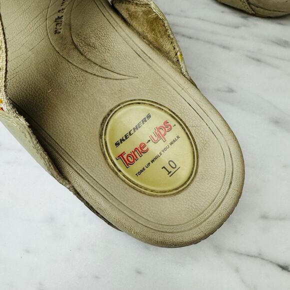 Skechers Tone Ups Beige Thong Sandals Women’s Size 10 - Picture 9 of 10